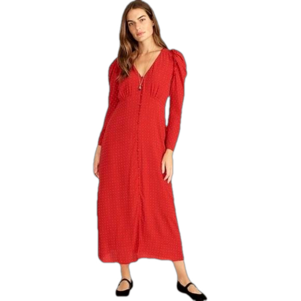 J Crew red /white polka dot drapey puff-sleeve dress SZ 10 NWT